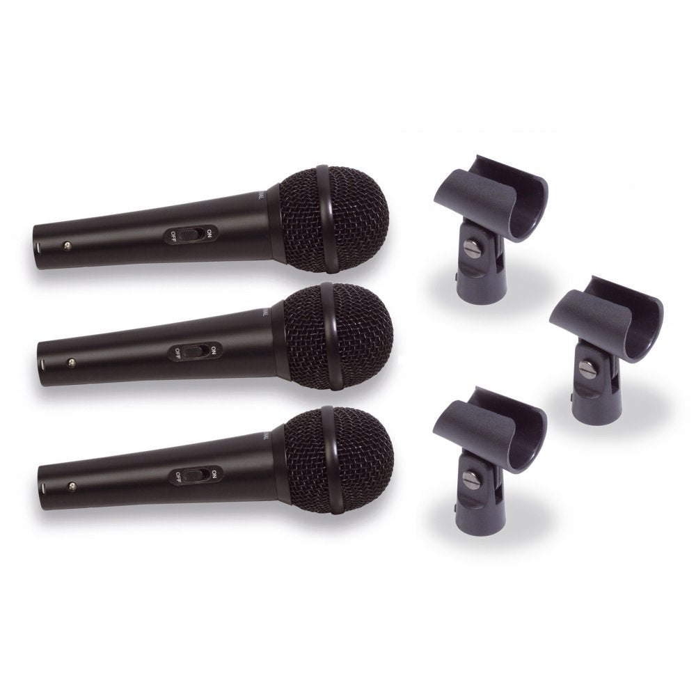 Pro Dynamic Vocal Kit 3 x Microphones, Holders, Leads, Stands & Case