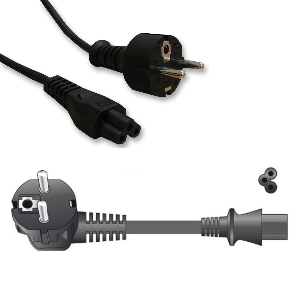 2M C5 2.5A Class 1 CEE7/7 EURO Clover Leaf Schuko Laptop Mains Power Lead 2M