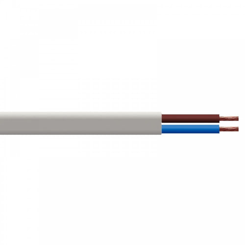 100m Mains Cable Oval 2 Core 0.75mm PVC Flex 3A 2192Y White Brown Black