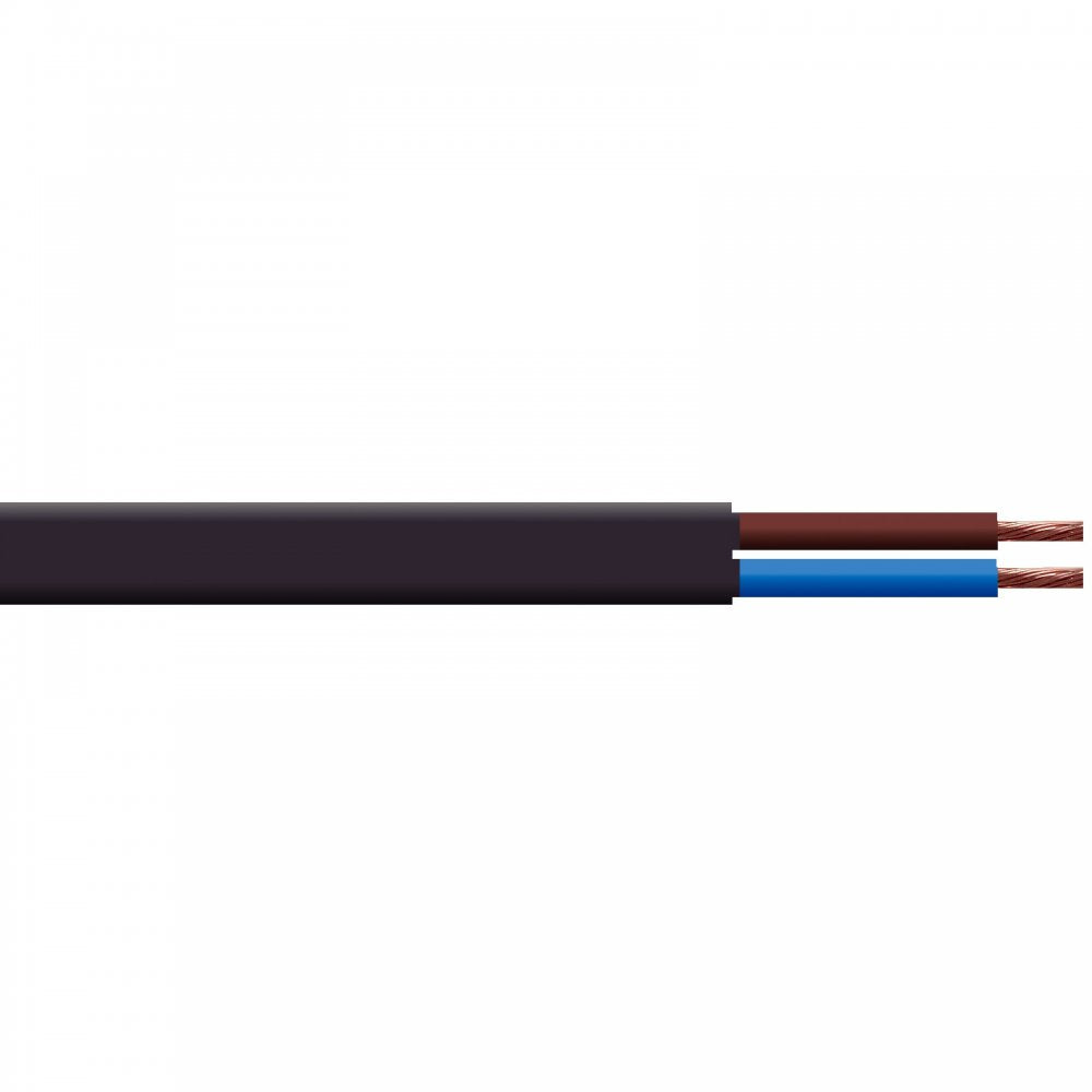 100m Mains Cable Oval 2 Core 0.75mm PVC Flex 3A 2192Y White Brown Black
