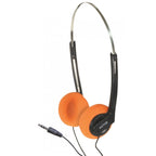 Lightweight Stereo Orange Pad Headphones for Schools Tour Companies Bulk