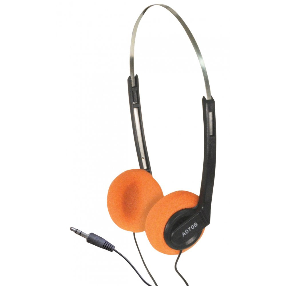 Lightweight Stereo Orange Pad Headphones for Schools Tour Companies Bulk