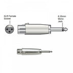 3 Pin XLR Female Socket to 6.35mm Mono Jack Plug Adaptor