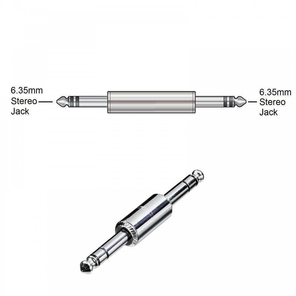 6.35mm Stereo Jack Plug to Stereo Jack Plug Coupler Adaptor