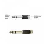 6.35mm Stereo Jack Plug to RCA Phono Socket Adaptor
