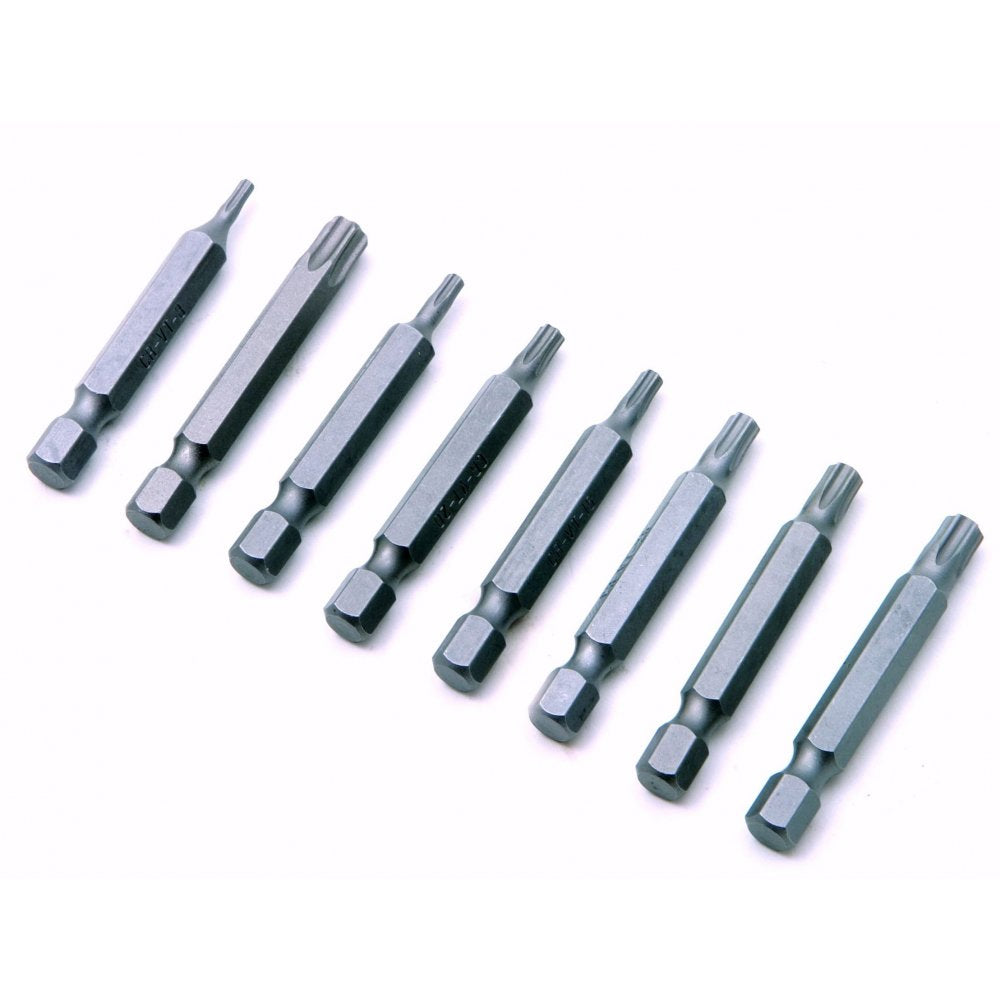 Chrome Vanadium T8-T40 8pc Star Bit Set for 1/4" Hex Drives