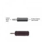6.35mm Stereo Jack Socket to 3.5mm Mono Jack Plug Adapter
