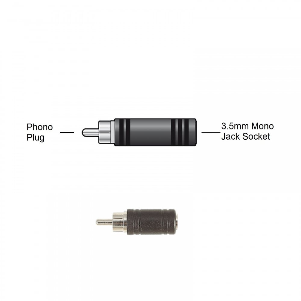 RCA Phono Plug to 3.5mm Mono Jack Socket Adapter