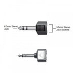 6.35mm Stereo Plug to 2 x 3.5mm Stereo Socket Adaptor