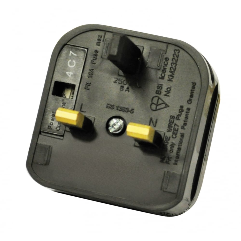 5A Fused 2 Pin Euro Plug to UK 3 Pin Mains European Converter BS1363