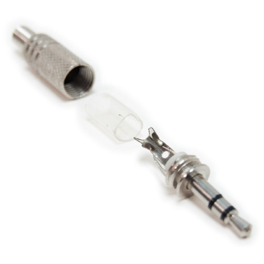 HQ 3.5 mm Nickle Plated Silver Stereo Jack Plug Metal Body Connector 3.5mm