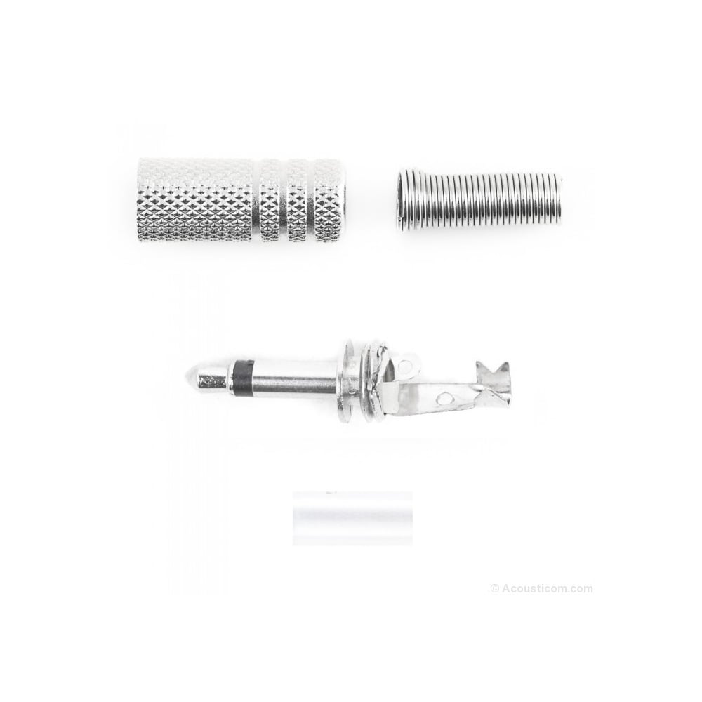 HQ 3.5 mm Nickle Plated Silver Mono Jack Plug Metal Body Connector 3.5mm TS
