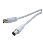 2M White Coaxial RF TV Aerial Male Plug to Male Plug Lead Cable