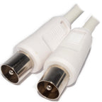2M White Coaxial RF TV Aerial Male Plug to Male Plug Lead Cable