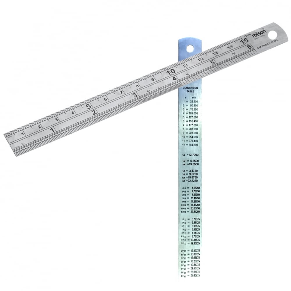 6" / 150mm Stainless Steel Ruler Metric & Imperial Engineers Pocket Rule