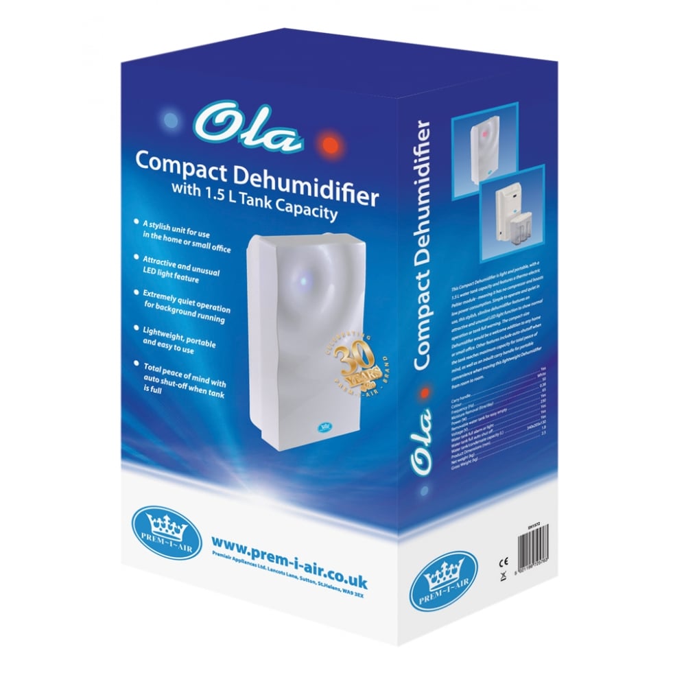 Ola Compact Home Office Light Dehumidifier 1.5L Tank Capacity