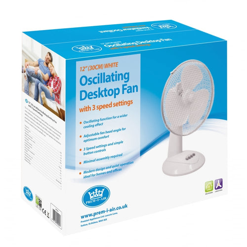 12" 30cm Desk Fan 3 Speed Settings
