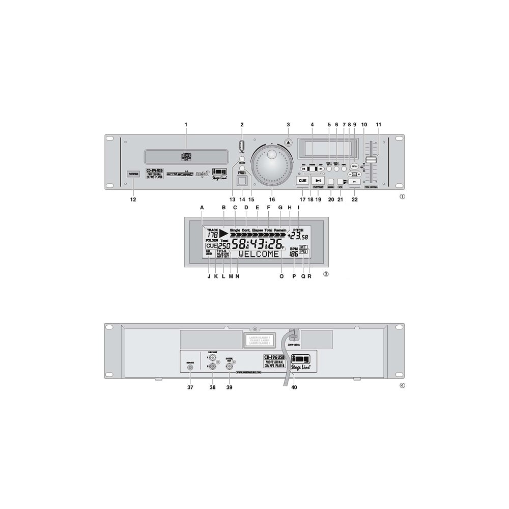 CD-196USB Professional MP3 CD Player inc USB Drive Support