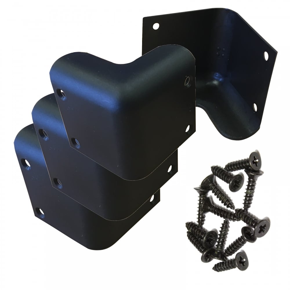Set of 4 Guitar Amp Speaker Cabinet Plastic Corners Black 52mm Inc 16 Screws