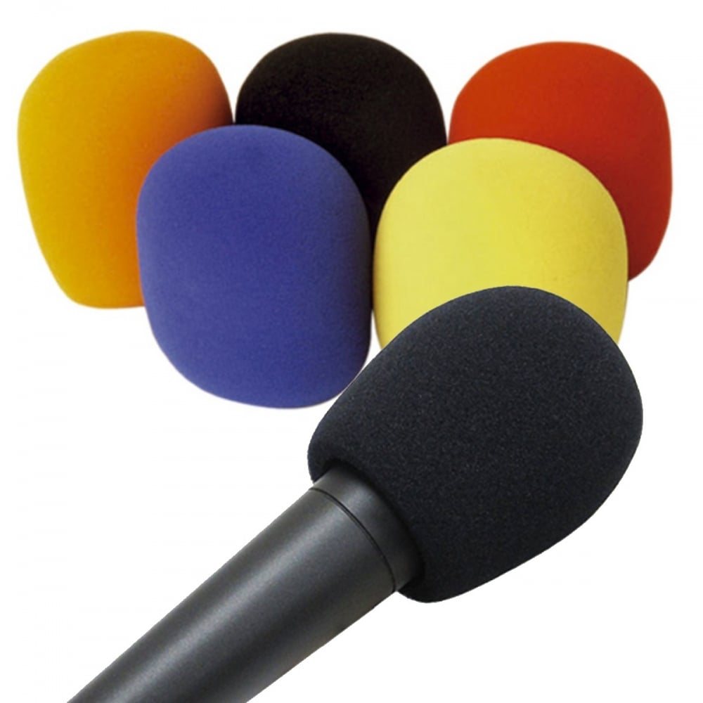 Pack of 5 Foam Microphone Windshield 43-50mm Opening Coloured