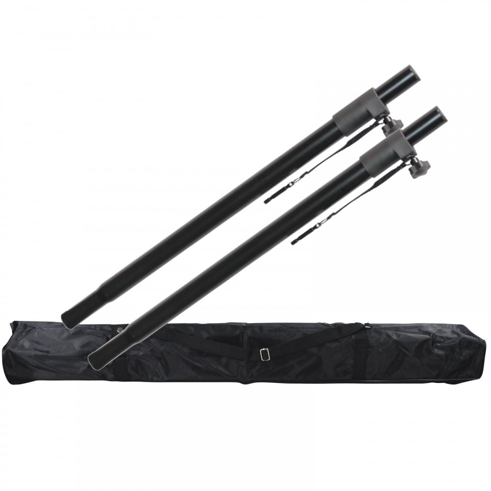 Pair of DJ PA Adjustable Speaker Poles 35mm Inc Bag Case