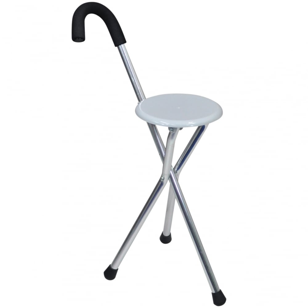 Disability Medical Aid Folding Seat Cane Walking Stick Stool Chair 100Kg