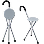 Disability Medical Aid Folding Seat Cane Walking Stick Stool Chair 100Kg