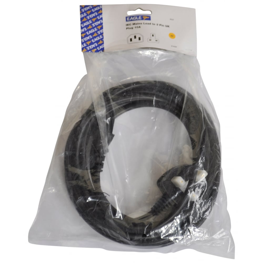 Black IEC (C13) to UK Mains Plug 10M Kettle Lead CE Approved Multi Packs