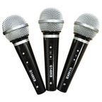 Karaoke Dynamic Vocal Microphone Kit 3 Microphones, Holders, Leads & Case