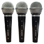 Karaoke Dynamic Vocal Microphone Kit 3 Microphones, Holders, Leads & Case