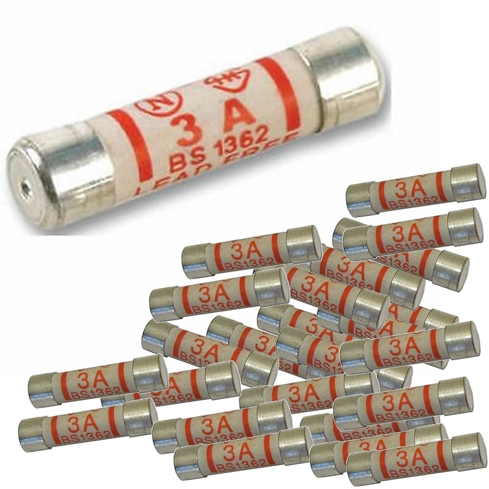 Pack of 25 3amp Fuses For Mains Plug Top 3A Cartridge