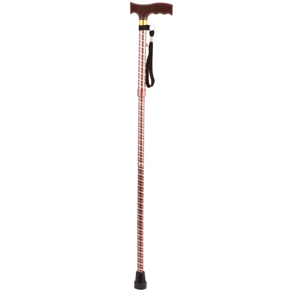 Extendable Plastic Handled Walking Stick with Engraved Pattern
