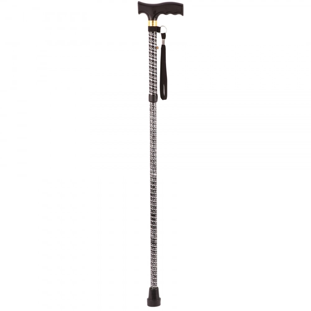 Extendable Plastic Handled Walking Stick with Engraved Pattern