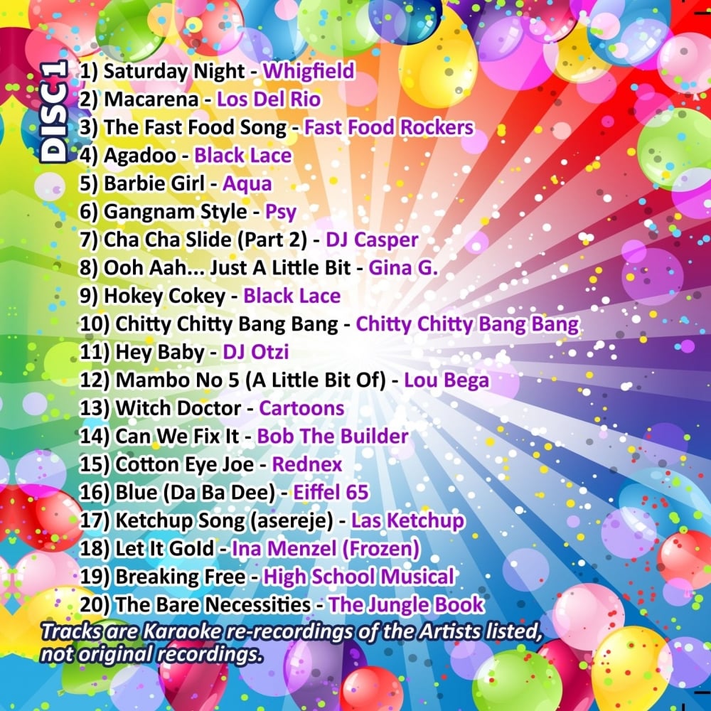 Karaoke CDG - Kids Party Music - Double CD+G Discs