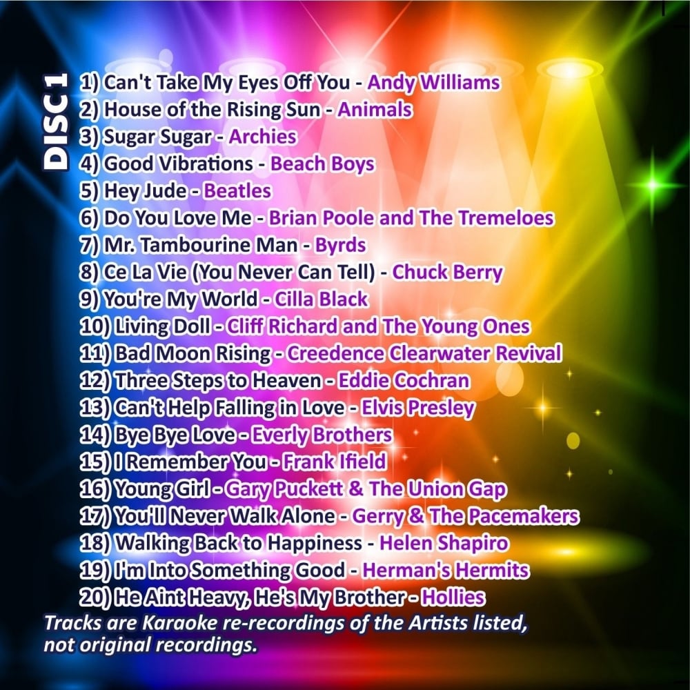 Karaoke CDG - The Big 60's Hits - Double Sixties CD+G Discs