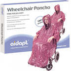 Wheelchair Rain Cover Warm Dry Poncho Waterproof Cape Hood Universal Pink