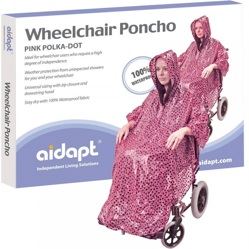 Wheelchair Rain Cover Warm Dry Poncho Waterproof Cape Hood Universal Pink
