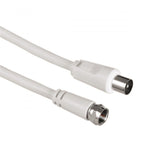 F Plug to Coaxial Plug Lead 2M White