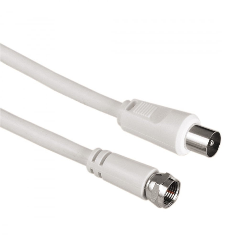 F Plug to Coaxial Plug Lead 2M White