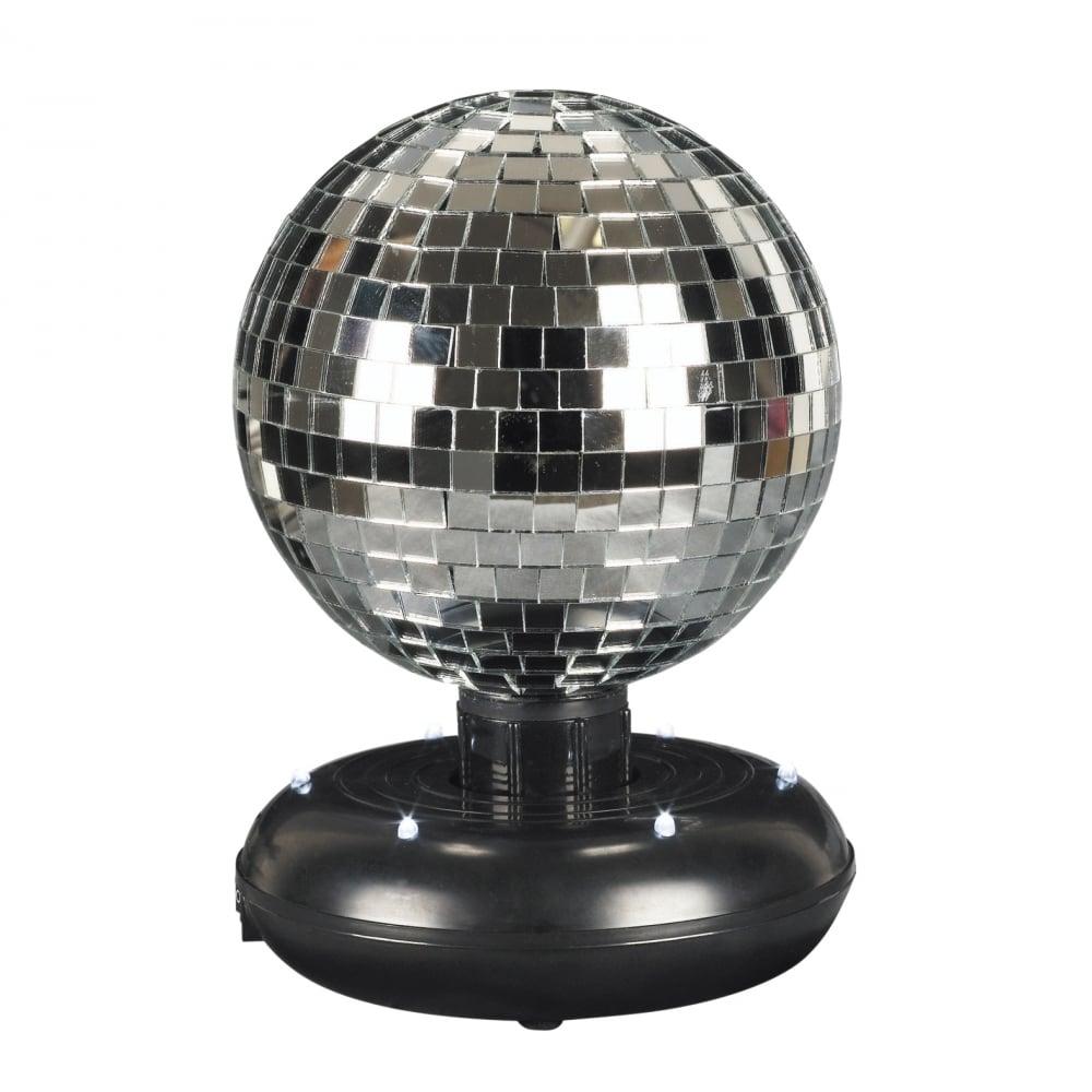 Table Top Standing Rotating Mirror Ball with Built-In LED