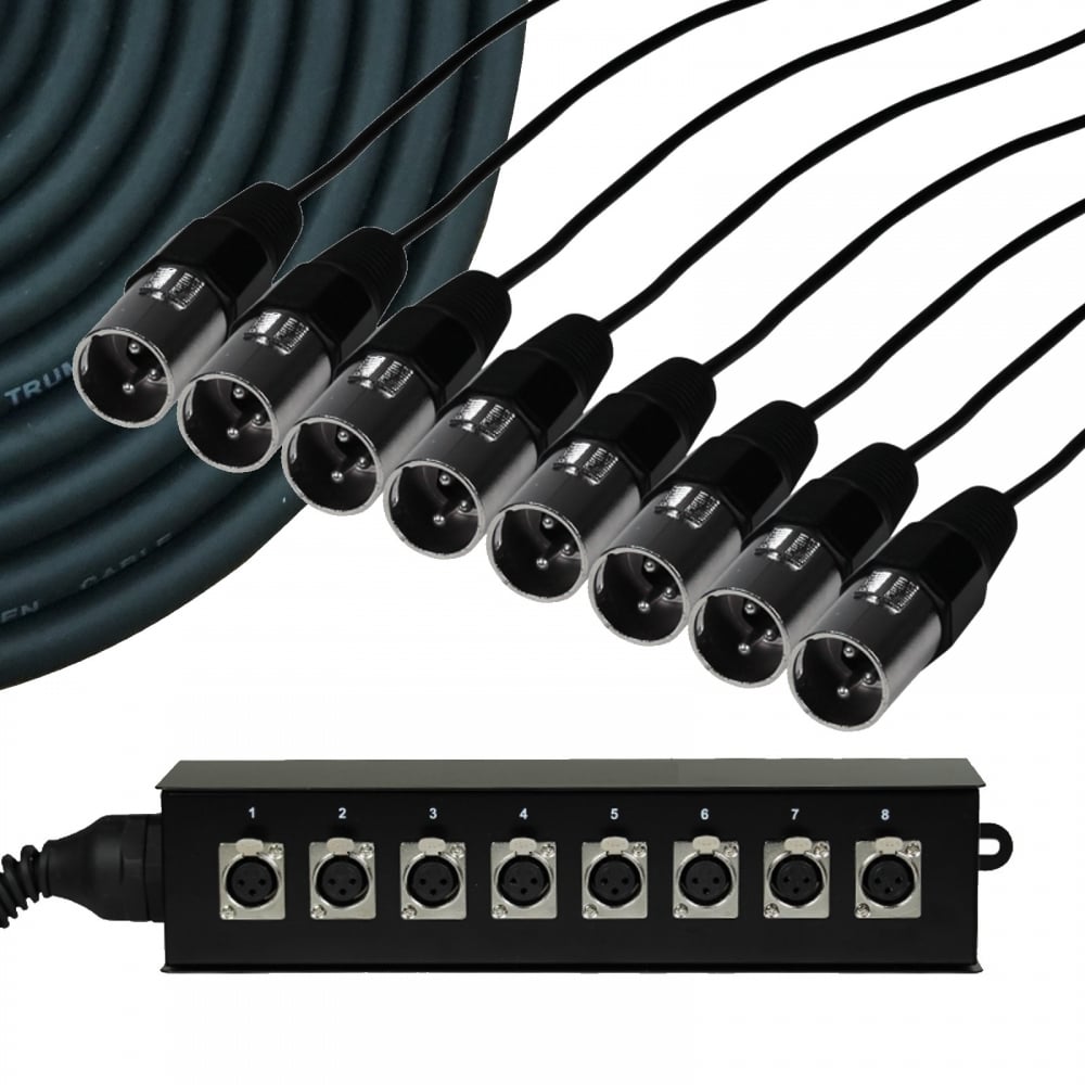 8 Way Metal XLR Multicore Stage Box Snake Wall Mountable XLR 10m