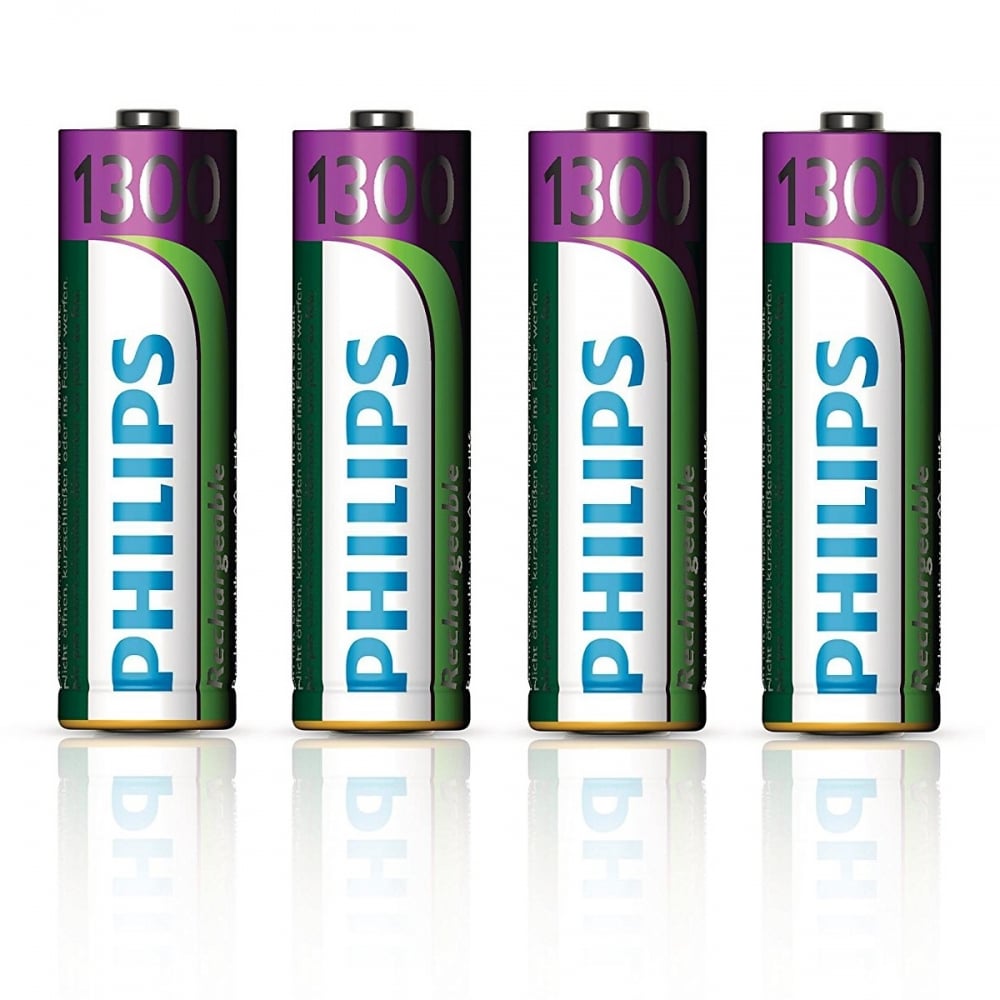 4 AA 1300mAh NiMH Rechargeable Batteries - Battery Pack of Four