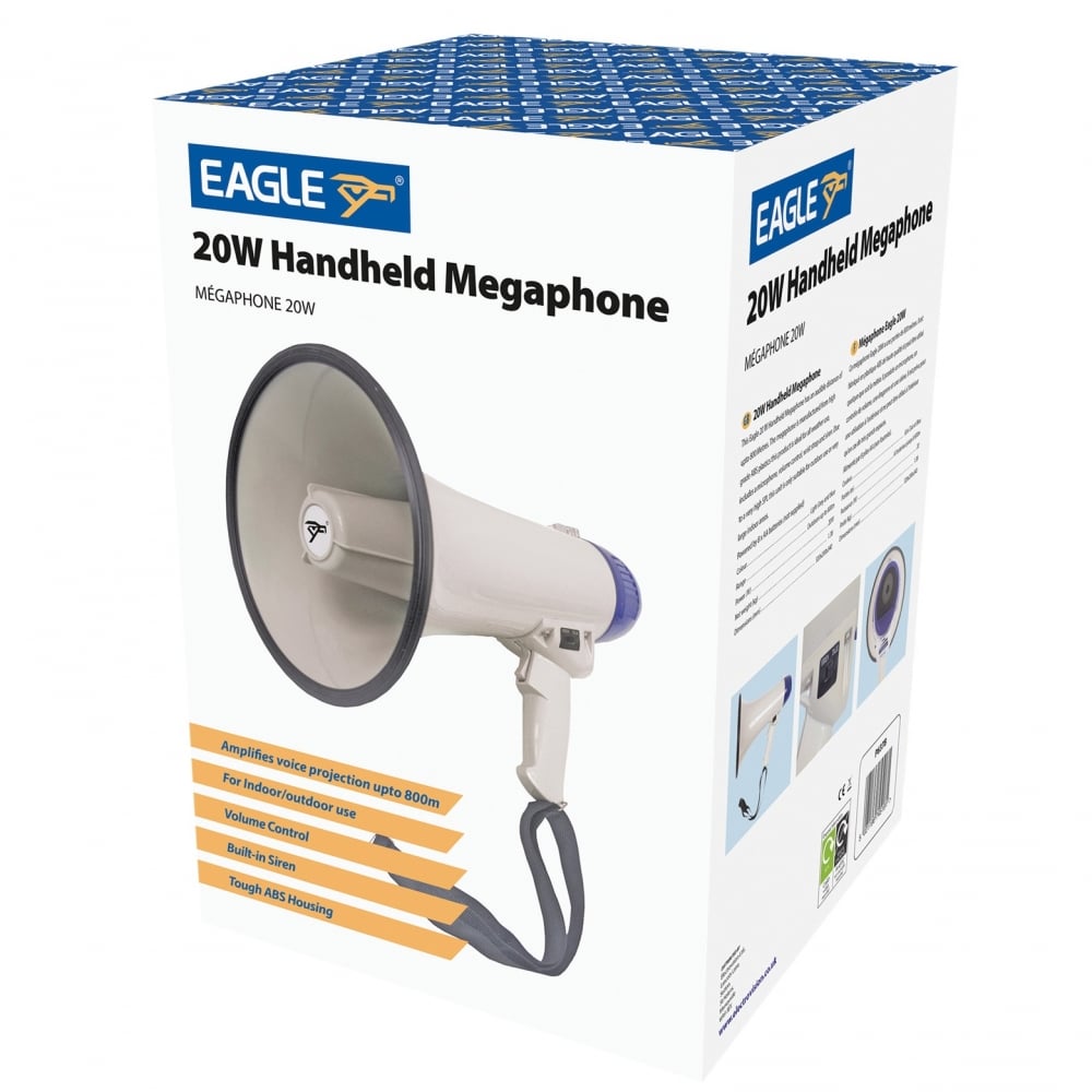 20W Loud Hailer Pistol Grip Megaphone with Siren