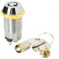 C Rating/3 A On / Off Tubular Security Key Switch Full Metal Round Lock Inc Two Keys