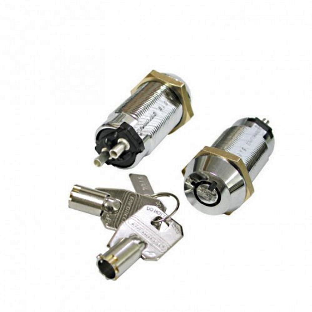 C Rating/3 A On / Off Tubular Security Key Switch Full Metal Round Lock Inc Two Keys