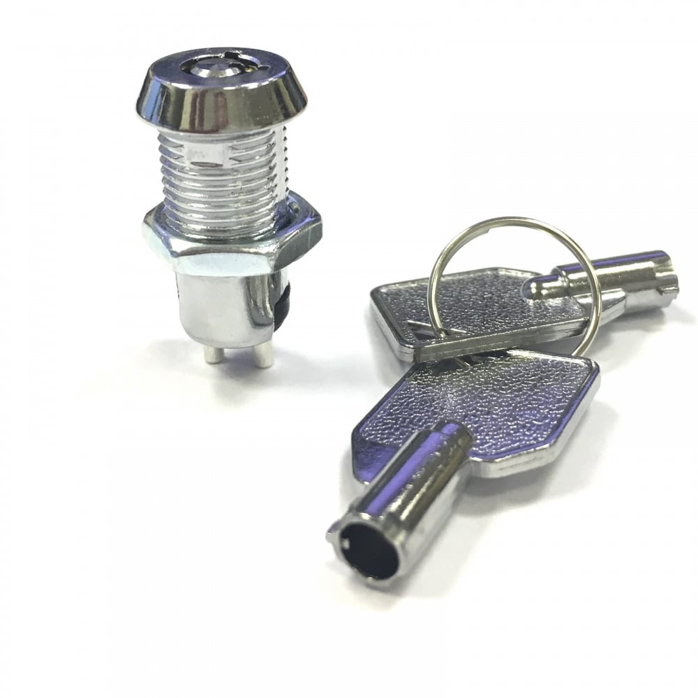 C Rating/2 A On / Off Tubular Security Key Switch Full Metal Round Lock Inc Two Keys