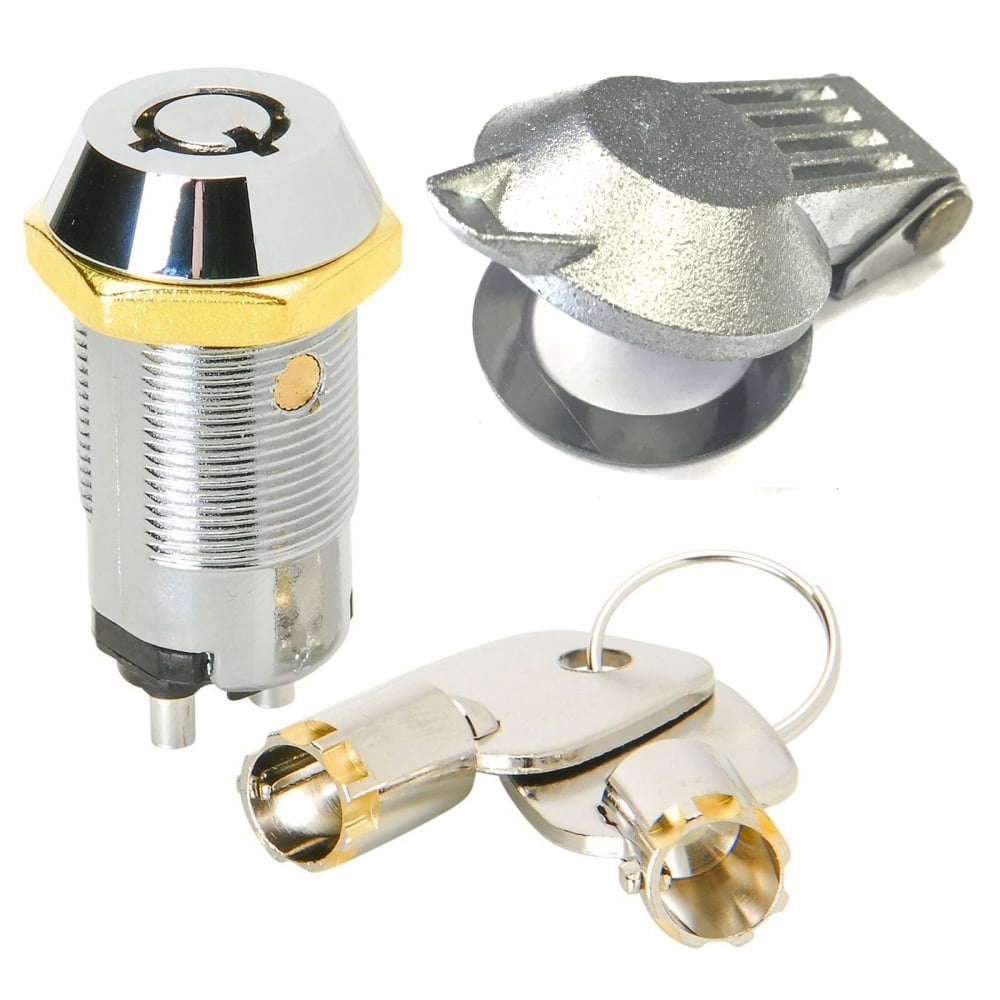 C Rating/3 A On / Off Security Key Barrel Switch Lock Inc 2 Keys & Cover