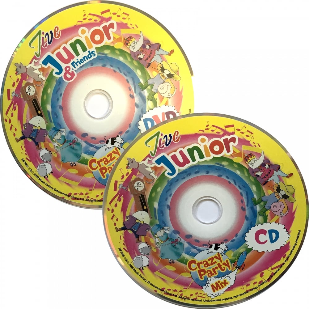 Jive Junior Crazy Party Mix Music CD and DVD - 62 Track Nursery Rhymes