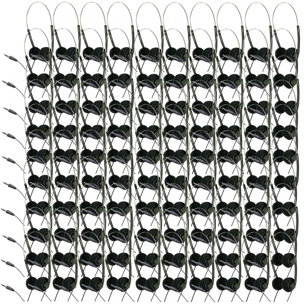 Lightweight Stereo Black Pad Myler Headphones for Schools Tour Companies Bulk