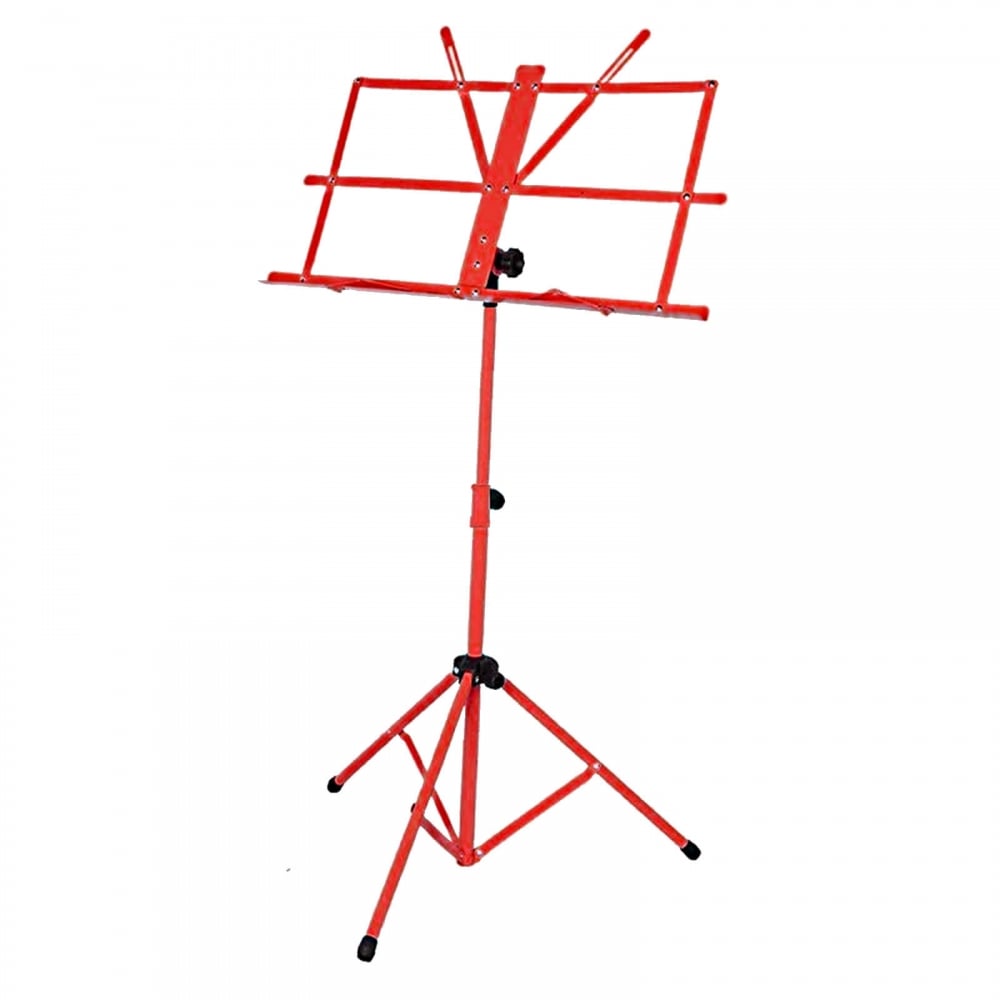 Red Metal Adjustable Sheet Music Stand Holder Folding Foldable